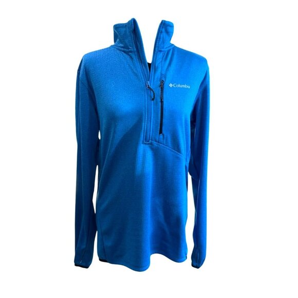 Columbia Men's Heather Indigo Park View 1/2 Zip Fleece Pullover S Outdoor Hiking - Picture 1 of 12